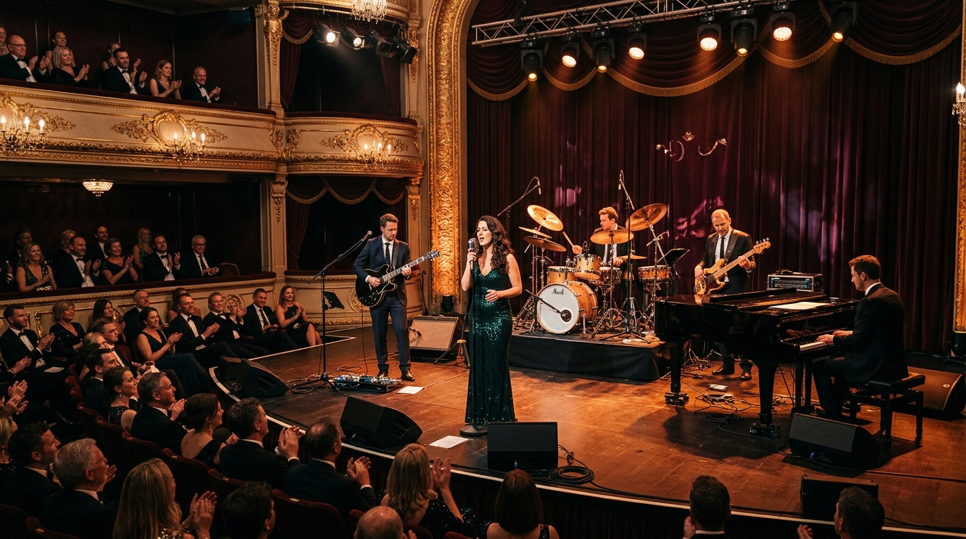 Élő koncert a színpadon